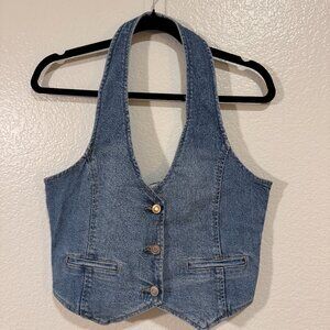 Altar'd State Tillie Denim Halter Vest | Size M